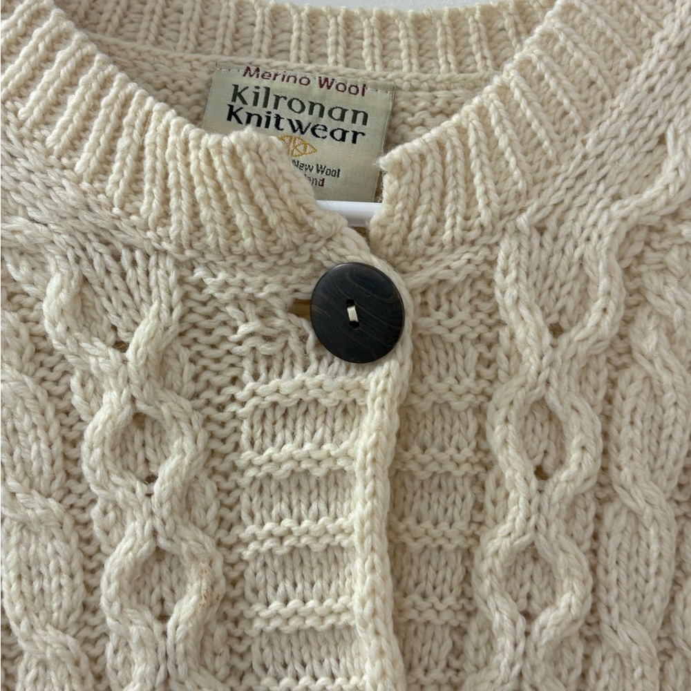 Kilronan Knitwear Merino Wool Cable Knit Cardigan‎ Sweater Ireland L - Picture 11 of 14